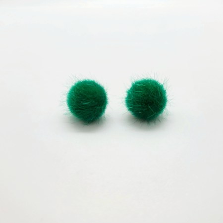 Earrings silver steel fur green1